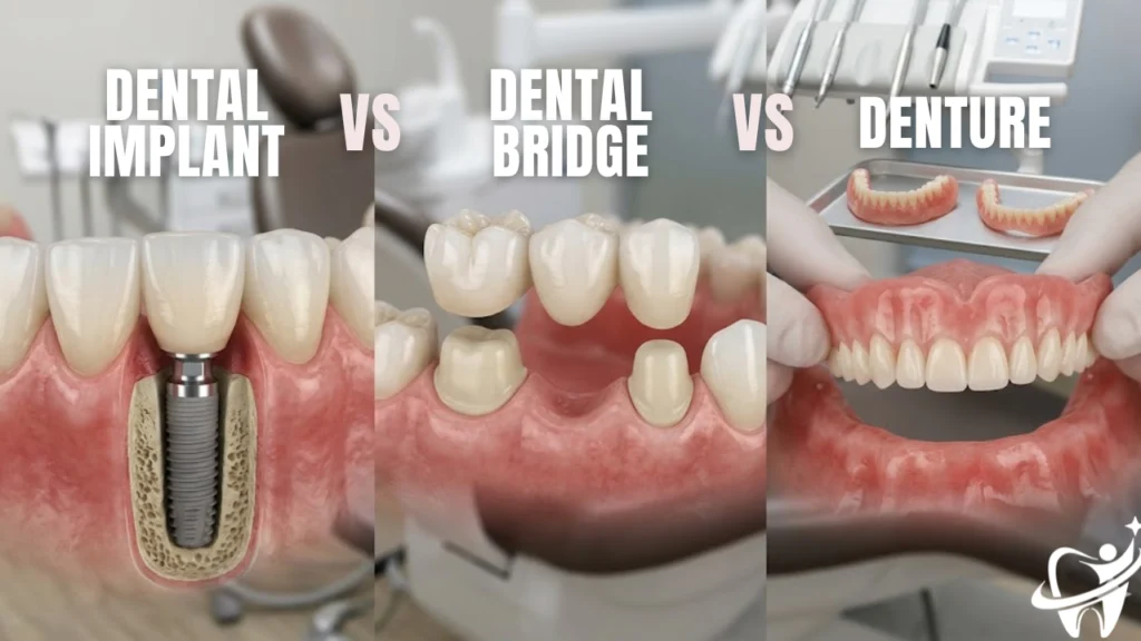 Dental Implant vs Bridge vs Denture